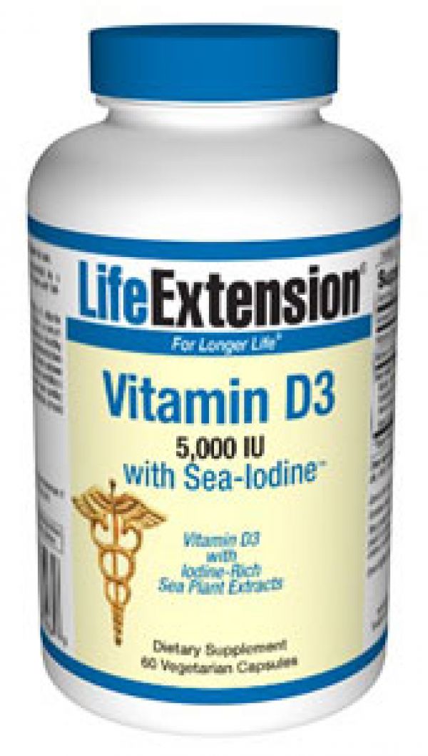 Life Extension Vitamin D3 with Sea-Iodine 5,000 IU, 60 Vegecaps